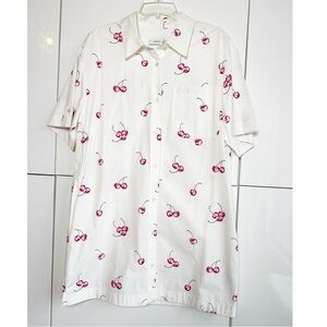Coach Cherry Shirt Dress Button Front Pockets
Collar Size Medium Cream Red NWT